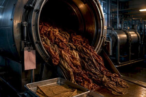 Cotton fabric inside rotary dyeing machine