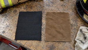 Cordura nylon and cotton canvas samples compared