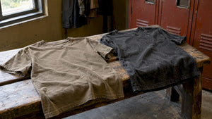 Enzyme-washed and untreated cotton tees
