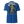 A royal blue short-sleeve t-shirt shown from the back, featuring a large graphic print of a firefighter in yellow gear spraying water under the text 'SALTY BY TRADE' and 'WHEN IT FLOWS IT POURS'. The shirt also has three gold stripes on the left sleeve.