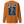 An orange crewneck sweatshirt shown from the back, featuring a large graphic print of a firefighter with the text 'SALTY BY TRADE' and 'BRASS & BUNKER CO'.