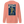 A coral pink crewneck sweatshirt shown from the back, featuring a large graphic print of a firefighter with the text 'SALTY BY TRADE' and 'BRASS & BUNKER CO'.